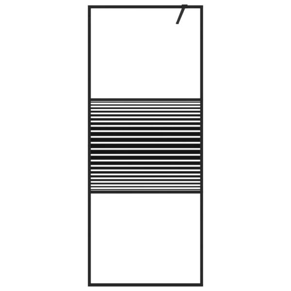 Duschwand f?r Begehbare Dusche Schwarz 80x195 cm ESG-Glas Klar