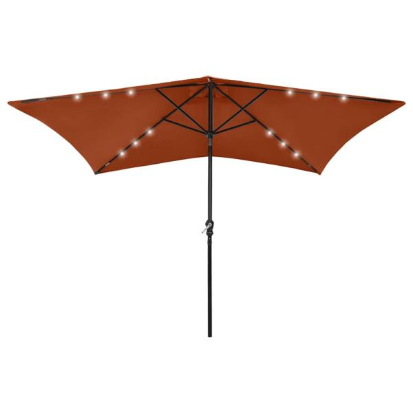 ARDEBO.de - Sonnenschirm mit LEDs und Stahl-Mast Terrakottarot 2x3 m