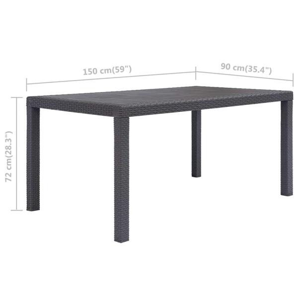 Gartentisch Braun 150x90x72 cm Kunststoff Rattan-Optik