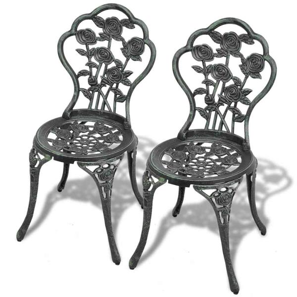 ARDEBO.de - Bistro-St?hle 2 Stk. Aluminiumguss Gr?n