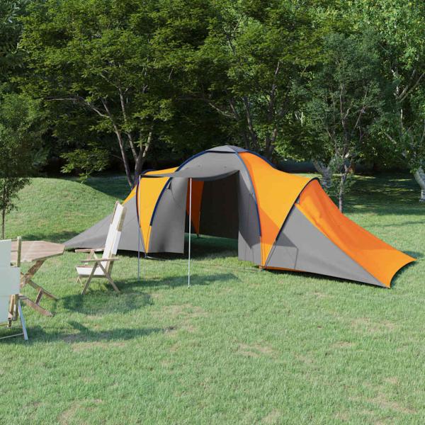 ARDEBO.de - Campingzelt 6 Personen Grau und Orange