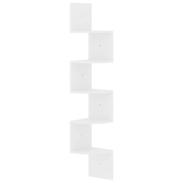 Wand-Eckregal Hochglanz-Wei? 19x19x123 cm Holzwerkstoff