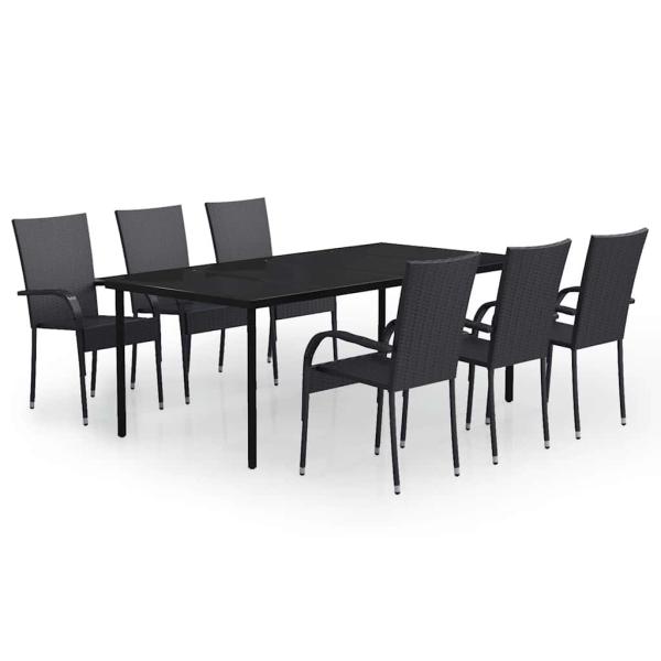 7-tlg. Garten-Essgruppe Schwarz