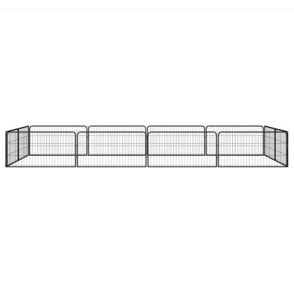 12-tlg. Hundelaufstall Schwarz 100x50cm Stahl Pulverbeschichtet