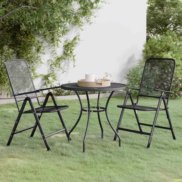 ARDEBO.de - 3-tlg. Garten-Essgruppe Streckmetall Anthrazit