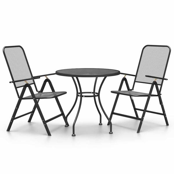 3-tlg. Garten-Essgruppe Streckmetall Anthrazit