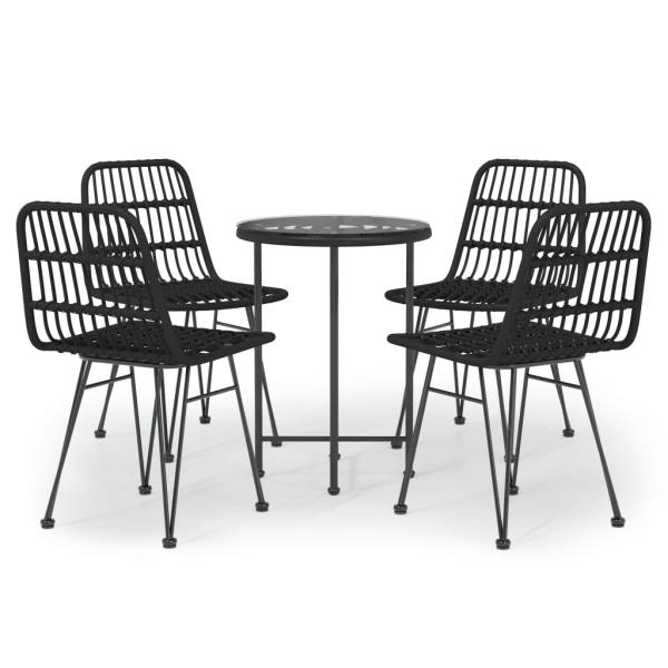 5-tlg. Garten-Essgruppe Schwarz Poly Rattan