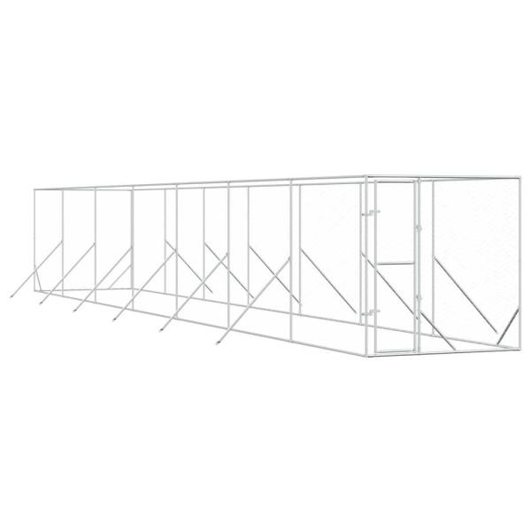 Outdoor-Hundezwinger Silbern 2x14x2 m Verzinkter Stahl