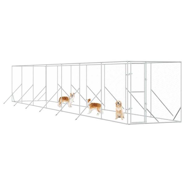 Outdoor-Hundezwinger Silbern 2x14x2 m Verzinkter Stahl