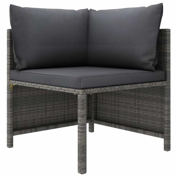 7-tlg. Garten-Lounge-Set mit Kissen Poly Rattan Grau
