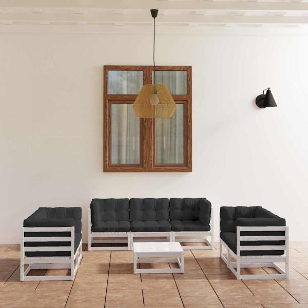 ARDEBO.de - 8-tlg. Garten-Lounge-Set mit Kissen Kiefer Massivholz