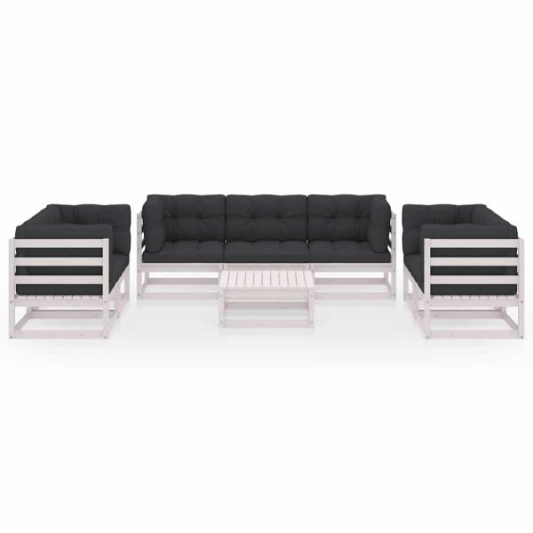8-tlg. Garten-Lounge-Set mit Kissen Kiefer Massivholz