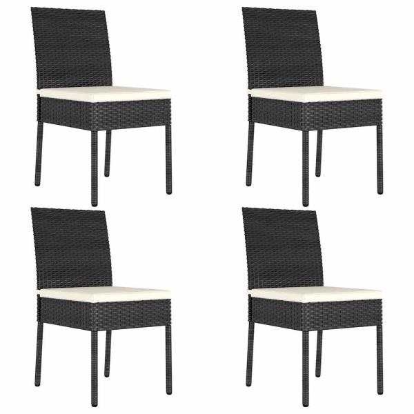 5-tlg. Garten-Essgruppe Poly Rattan Schwarz