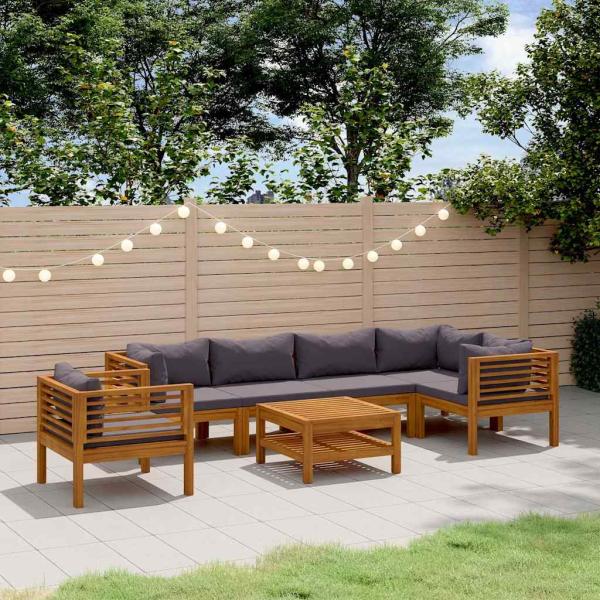 ARDEBO.de - 7-tlg. Garten-Lounge-Set mit Auflage Massivholz Akazie