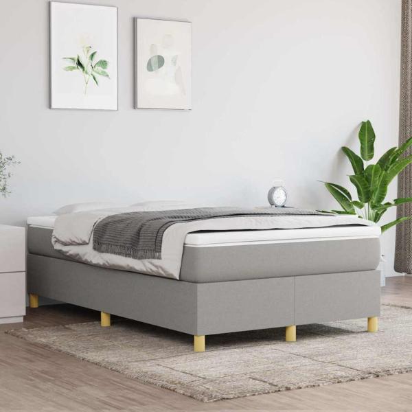 ARDEBO.de - Boxspringbett mit Matratze Hellgrau 120x200 cm Stoff