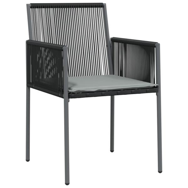3-tlg. Garten-Essgruppe mit Kissen Schwarz Poly Rattan & Stahl