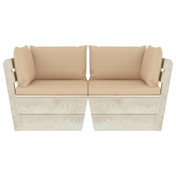 Garten-Palettensofa 2-Sitzer mit Kissen Fichtenholz