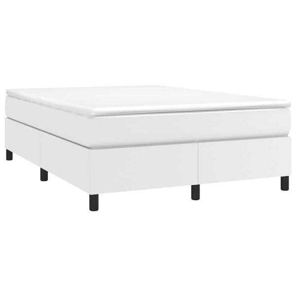 Boxspringbett mit Matratze Weiß 140x200 cm Kunstleder