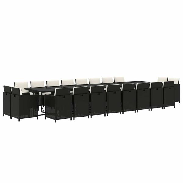 21-tlg. Garten-Essgruppe mit Kissen Schwarz Poly Rattan