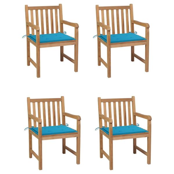 ARDEBO.de - Gartenst?hle 4 Stk. mit Blauen Kissen Massivholz Teak