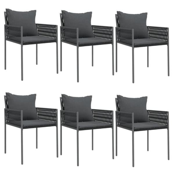 Gartenst?hle mit Kissen 6 Stk. Schwarz 54x61x83 cm Poly Rattan