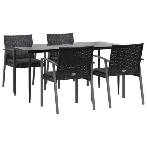 5-tlg. Garten-Essgruppe mit Kissen Poly Rattan und Stahl