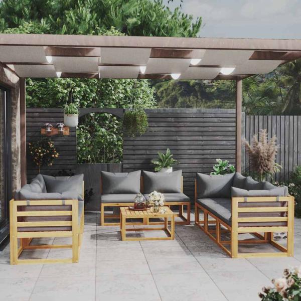 ARDEBO.de - 9-tlg. Garten-Lounge-Set mit Auflagen Massivholz Akazie