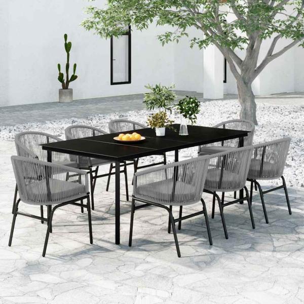 ARDEBO.de - 9-tlg. Garten-Essgruppe Grau