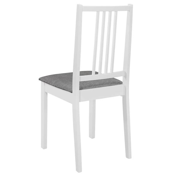Esszimmerstühle mit Polstern 6 Stk. Weiß Massivholz