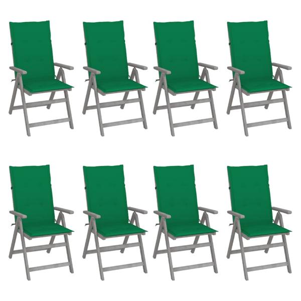 ARDEBO.de - Verstellbare Gartenstühle mit Auflagen 8 Stk. Grau Akazienholz