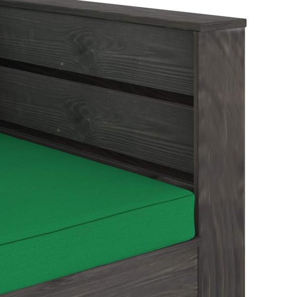 2-tlg. Garten-Lounge-Set mit Kissen Grau Imprägniertes Holz