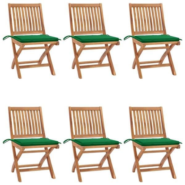 ARDEBO.de - Klappstühle mit Kissen, 6-teilig, Massivholz Teakholz