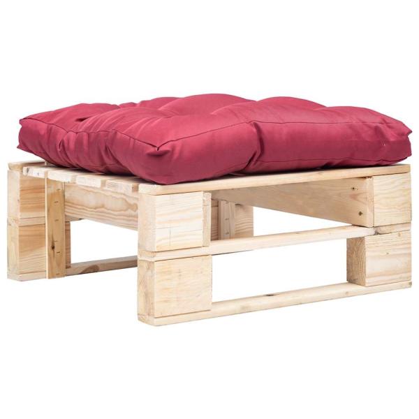 ARDEBO.de - Garten-Palettenhocker mit Kissen in Rot Holz Natur