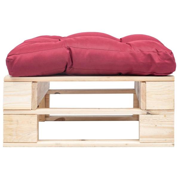 Garten-Palettenhocker mit Kissen in Rot Holz Natur