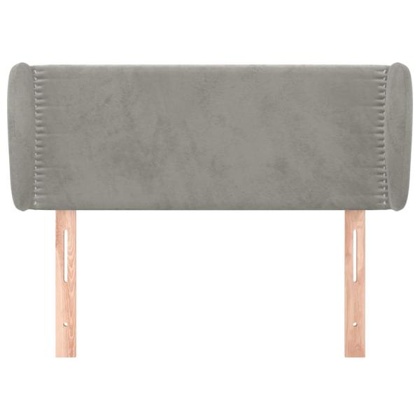 Kopfteil mit Ohren Hellgrau 93x23x78/88 cm Samt