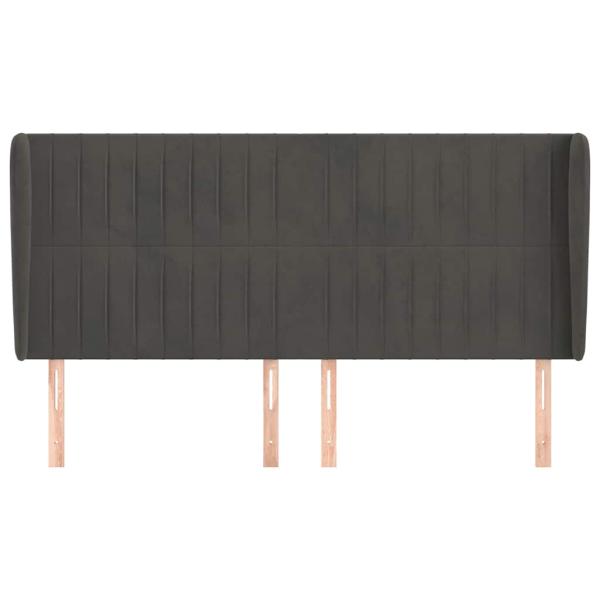 Kopfteil mit Ohren Dunkelgrau 163x23x118/128 cm Samt