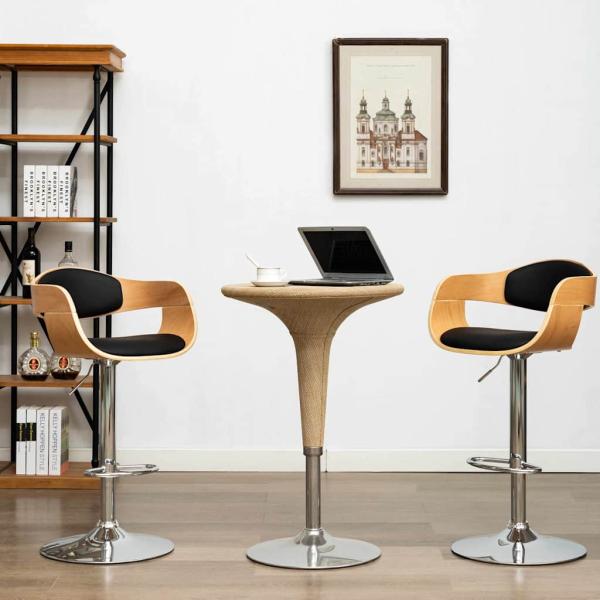 ARDEBO.de - Barhocker 2 Stk. Schwarz Bugholz und Kunstleder