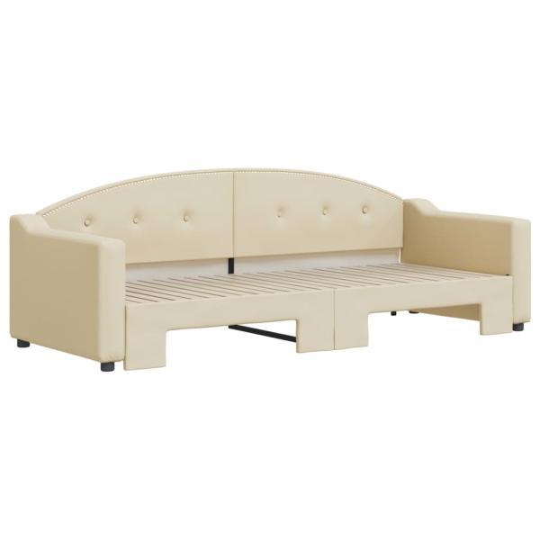 Tagesbett Ausziehbar Creme 80x200 cm Stoff