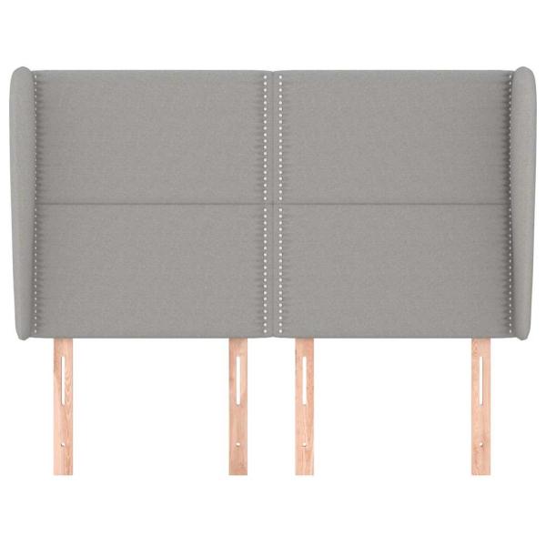 Kopfteil mit Ohren Hellgrau 147x23x118/128 cm Stoff