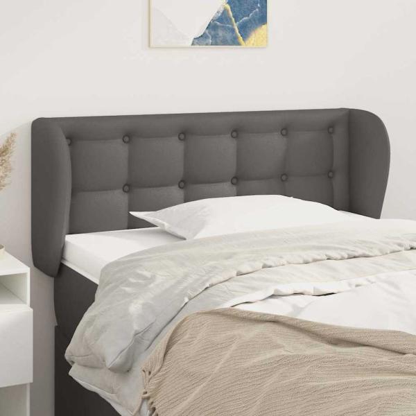 ARDEBO.de - Kopfteil mit Ohren Grau 83x23x78/88 cm Kunstleder