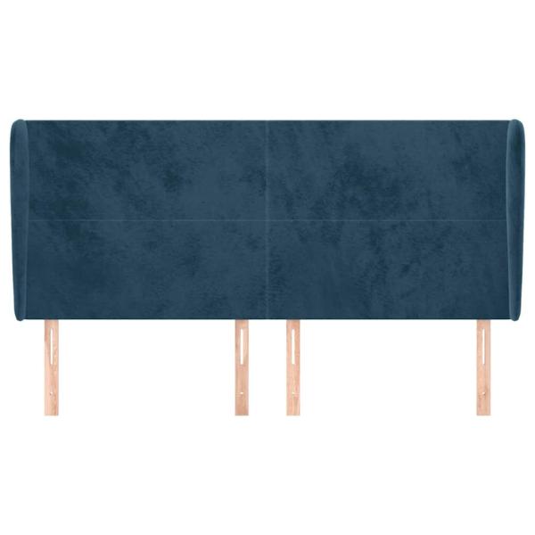 Kopfteil mit Ohren Dunkelblau 203x23x118/128 cm Samt