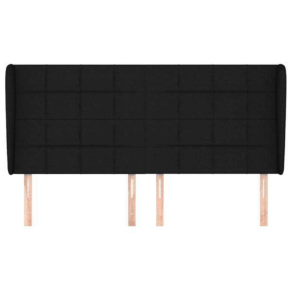 Kopfteil mit Ohren Schwarz 163x23x118/128 cm Stoff