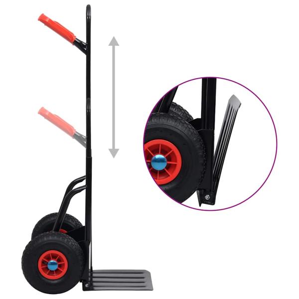 Teleskop-Sackkarre 200 kg Schwarz und Rot