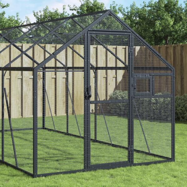 ARDEBO.de - Voliere Anthrazit 1,79x8x1,85 m Aluminium