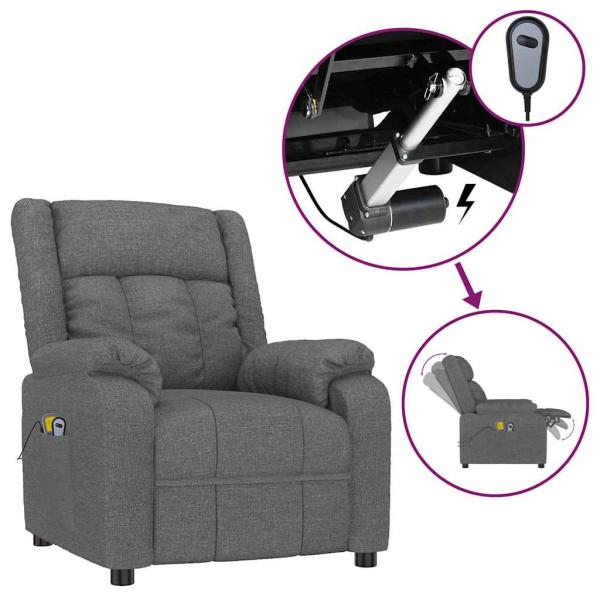 Massagesessel Elektrisch Dunkelgrau Stoff