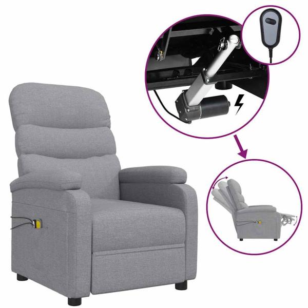 Massagesessel Elektrisch Hellgrau Stoff