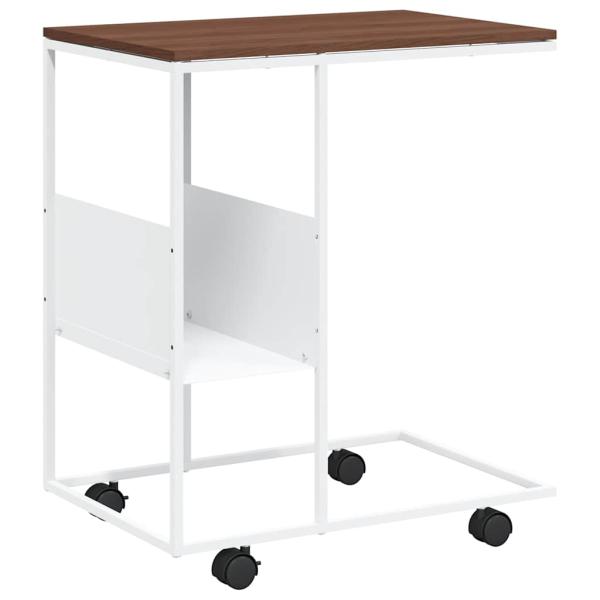 Beistelltisch mit Rollen Wei? 55x36x63,5 cm Holzwerkstoff