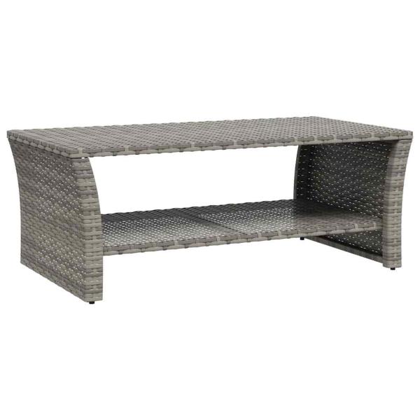 Couchtisch Grau 100x50x40 cm Poly Rattan
