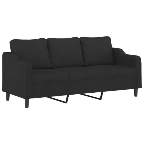 4-tlg. Sofagarnitur mit Kissen Schwarz Stoff
