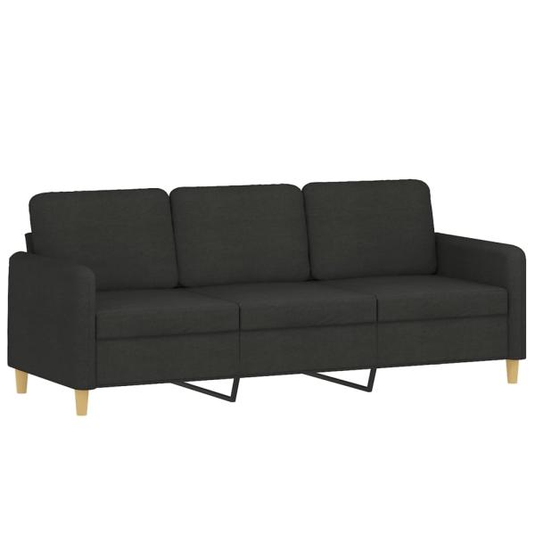 4-tlg. Sofagarnitur mit Kissen Schwarz Stoff